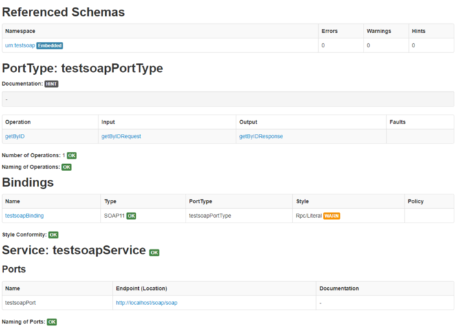 WSDL Analyzer testsoap